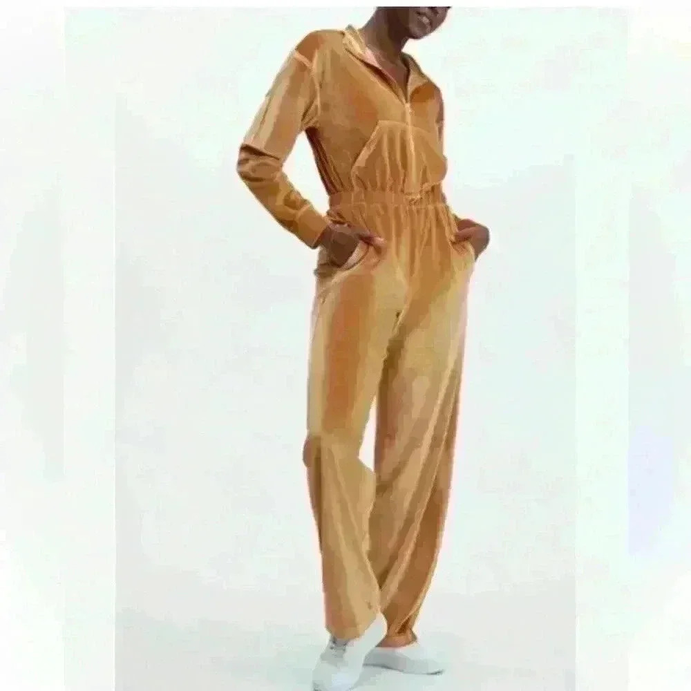 Fabletics velour wide leg onesie